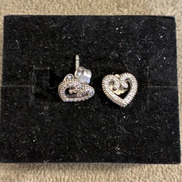 NWOT Pandora Open Heart Sterling Silver Stud Earrings - Picture 6 of 6